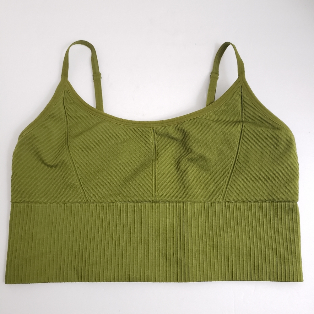 Large Victoria's Secret Pink Active Green Seamless Lightly Lined Bralette Top